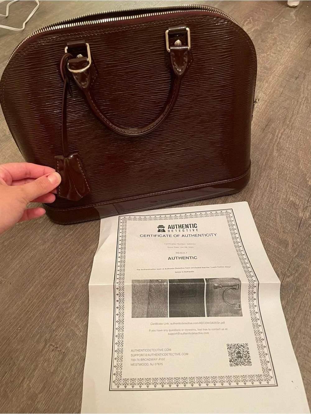 Louis Vuitton Plum/Burgundy/Brown Patent Leather Alma
